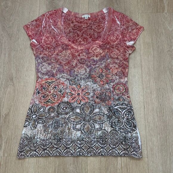 Maurices, Boho Printed Short Sleeve T-Shirt, V-Neckline, Women's Small - Picture 7 of 7